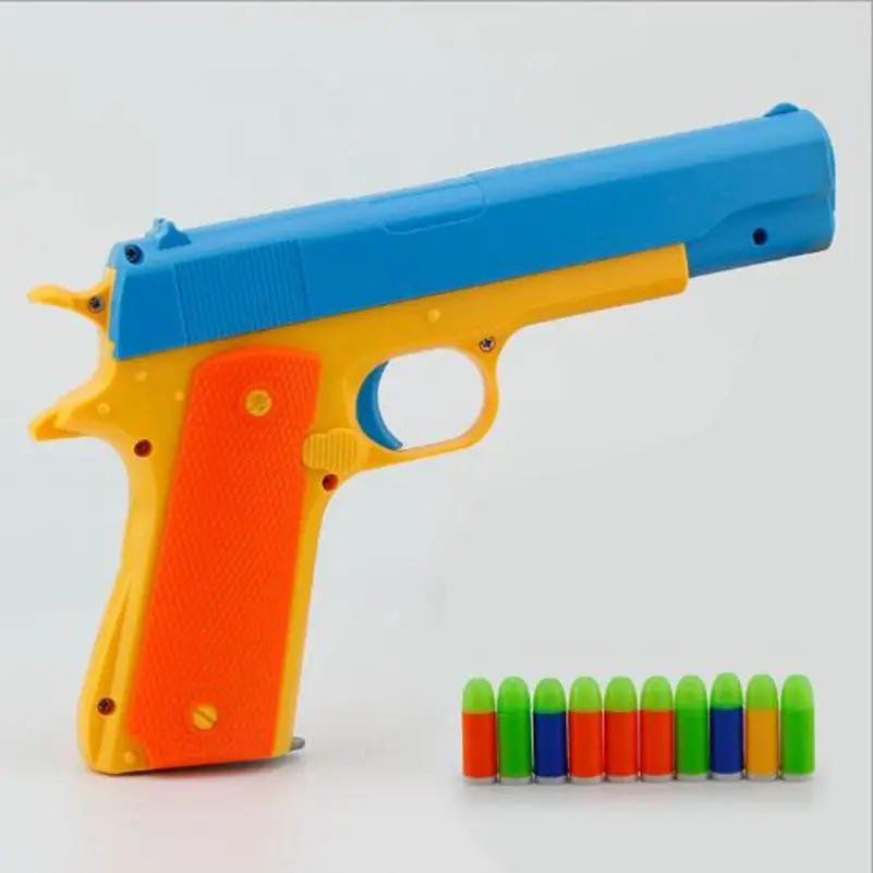 Мешок opp высокого качества 20 см размер детская мягкая пулевидная игрушка M1901 Mause пистолет с 10 светящимися цветами