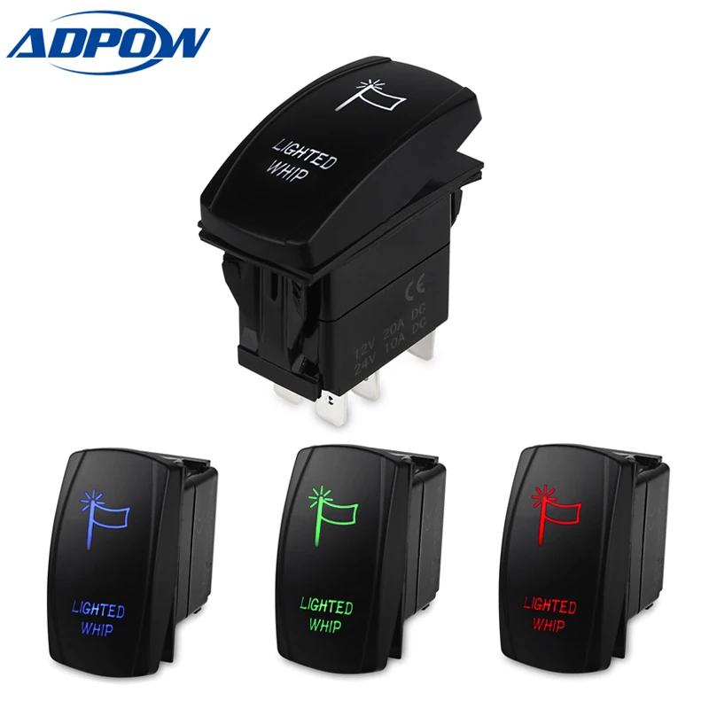

ADPOW 5pin Car Switch Boat Truck Light Led Toggle Switch Waterproof Bar Style Blue Toggle Rocker Reverse Rear Switch 12V