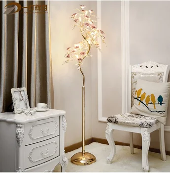 

162cm High Tree Floor Lamp / Golden Stem / Ceramic Flowers Decor