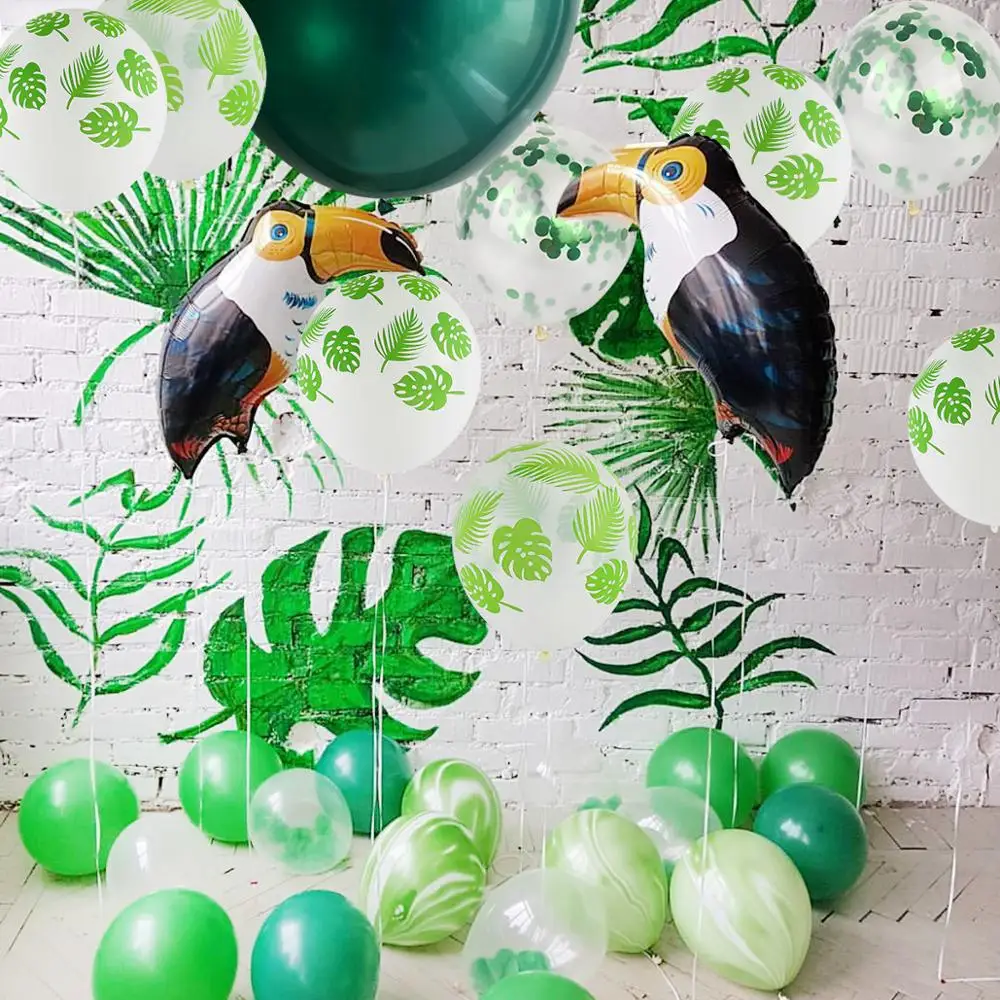 FENGRISE Palm Leaf Tropical Party Balloons Wild One Birthday Ballons Confetti Latex Baloons Jungle Safari Hawaiian Party Decor