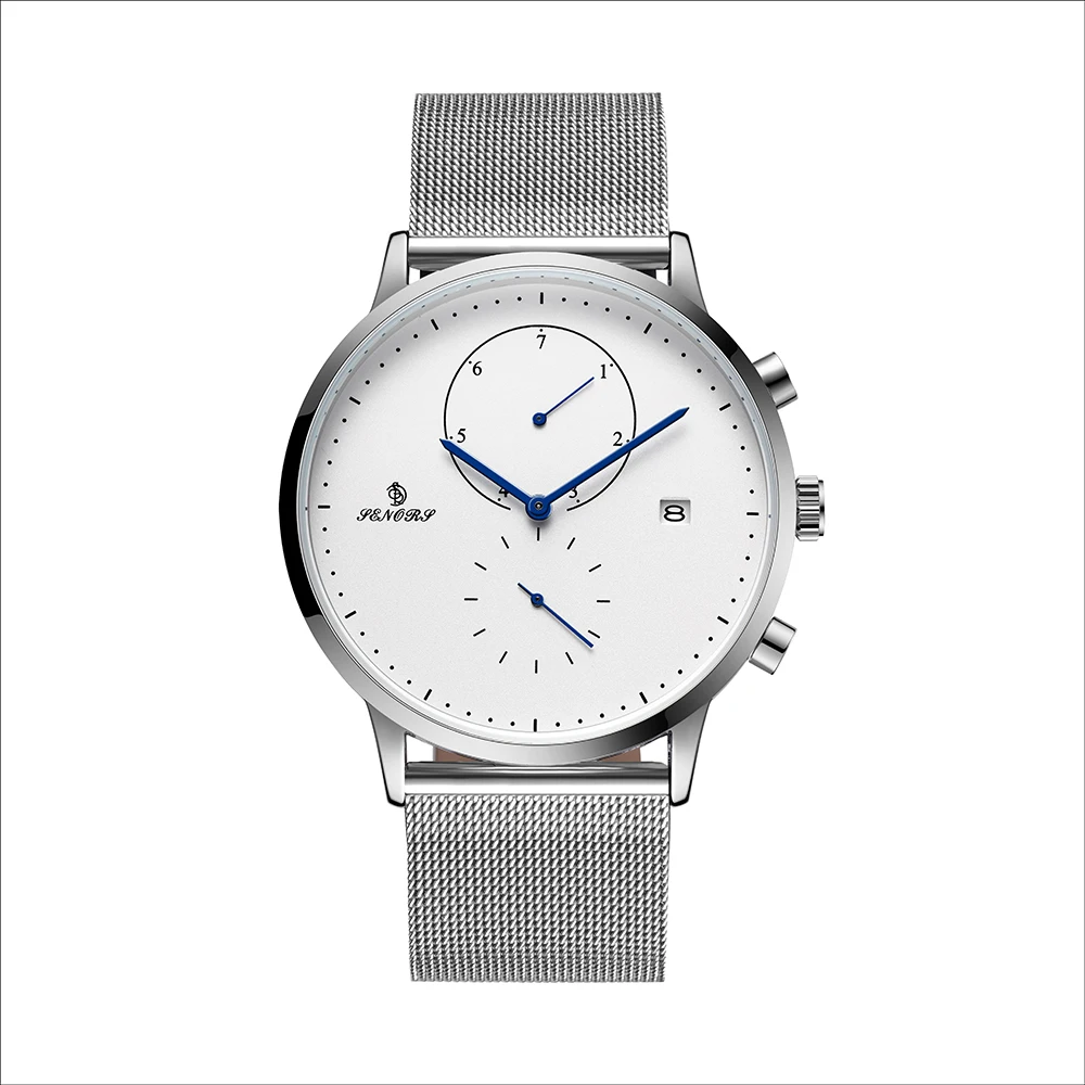 

Senors Fashion & Casual Mens Watches Quartz Top Brand Luxury Chronograph Genuine Leather Stainless Steel Strap Rejoj Hombre