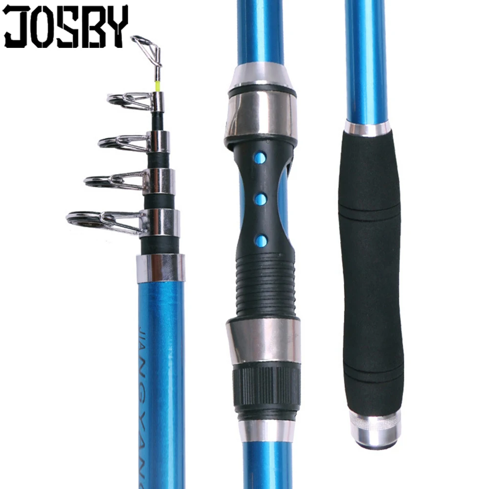 

Super Hard Telescopic Fishing Rod 2.1M 2.4M 2.7M 3M 3.6M FRP Carbon Spinning Pole Sea Fishing Stick Metal Ring