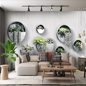 

Three-dimensional green plant background wall professional production mural wholesale wallpaper poster photo wall