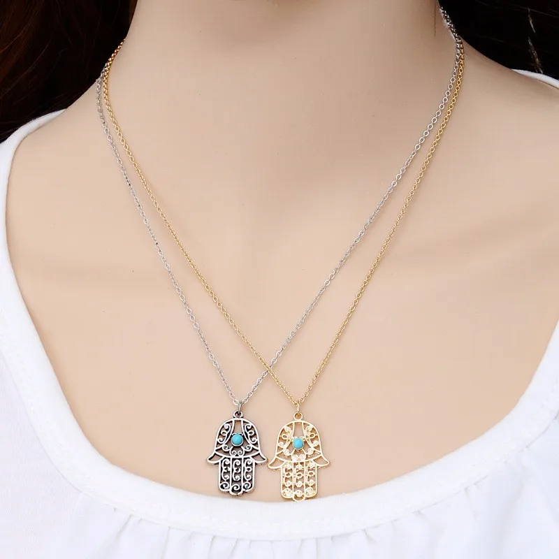 Ожерелье с подвеской в виде пальмы luck Hamsa серебряное ожерелье стиле ретро CND218|hamsa