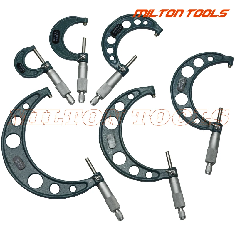 

0-150mm Outside Micrometers in sets 0-25,25-50, 50-75, 75-100, 100-125, 125-150, 6pcs/set