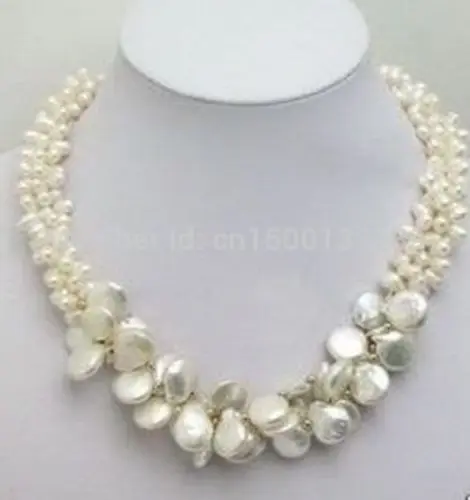 

j00364 Stylish White Coin Pearl Cluster Silver Women's Cocktail Necklace Choker Jewelry (C0309)