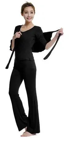 Комплект из трех предметов, женские тренировочные наборы для йоги, Модальная одежда для йоги, спортивный костюм для йоги - Цвет: Черный