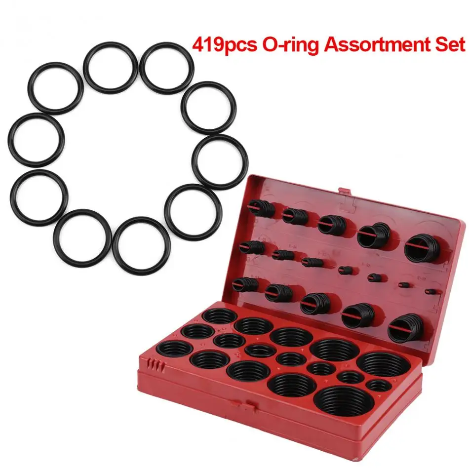 

419pcs O-Ring Gaskets Metric Washer Seals Watertightness Assortment Kit Automotive Mechanics O-ring Rubber Silicone Gasket