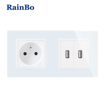 

RainBo France-Standard Power-Socket+USB-Socket USB-Outlet Glass-Panel Does-not-include 5V USB-power-module A28F82USW/B