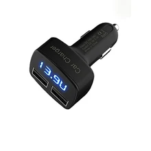 4 In 1 Universal Dual USB Car Charger Adapter LCD Digital Display Celsius Voltage DC 5V 3.1A Tester for iPhone 6YYZ