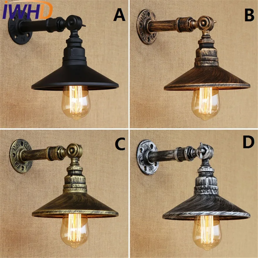 IWHD E27 Loft Style Iron Vintage Wall Lamps Industrial Edison Wall Sconce Retro Water Pipe Wall Light Fixtures Indoor Lighting IWHD E27 Loft Style Iron Vintage Wall Lamps Industrial Edison Wall Sconce Retro Water Pipe Wall Light Fixtures Indoor Lighting