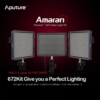 

Aputure Photography Video Light HR672 High CRI95+ Led Video Light Panel HR672WWS Kit Studio Light Kit 3 light kit