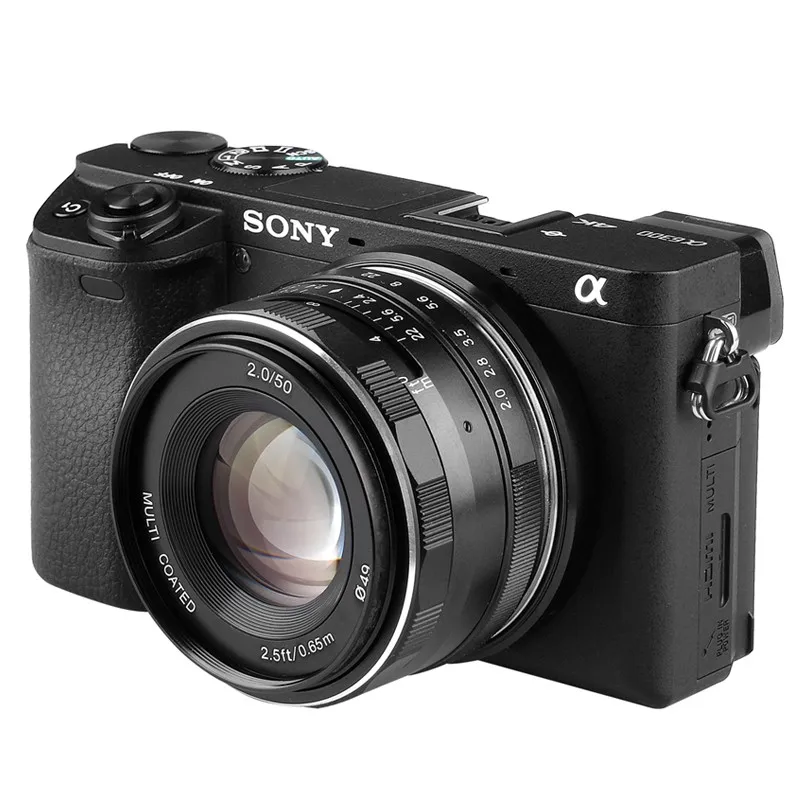 Объектив для камеры Meike MK 50 мм F2.0 Большая диафрагма ручная фокусировка Canon Sony E mount