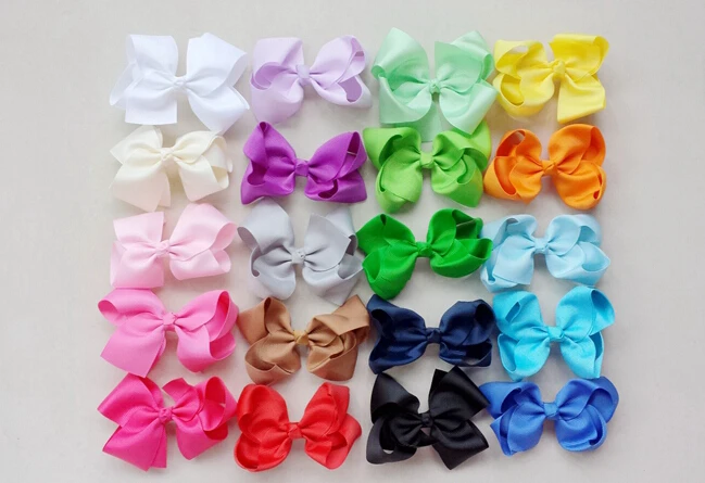 

100pcs Hairbows Gril DIY big 4 inch ABC grosgrain ribbon Bowknot hair bows clips hair accessories Hairpins hair ties HD3215
