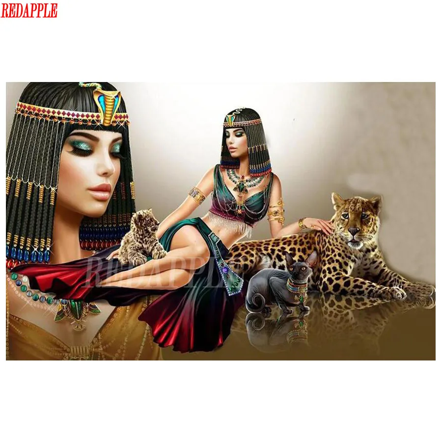 

5d diy diamond painting Egyptian Queen And Leopard embroidery diamond mosaic picture puzzle 5d cross stitch Wedding Decoration