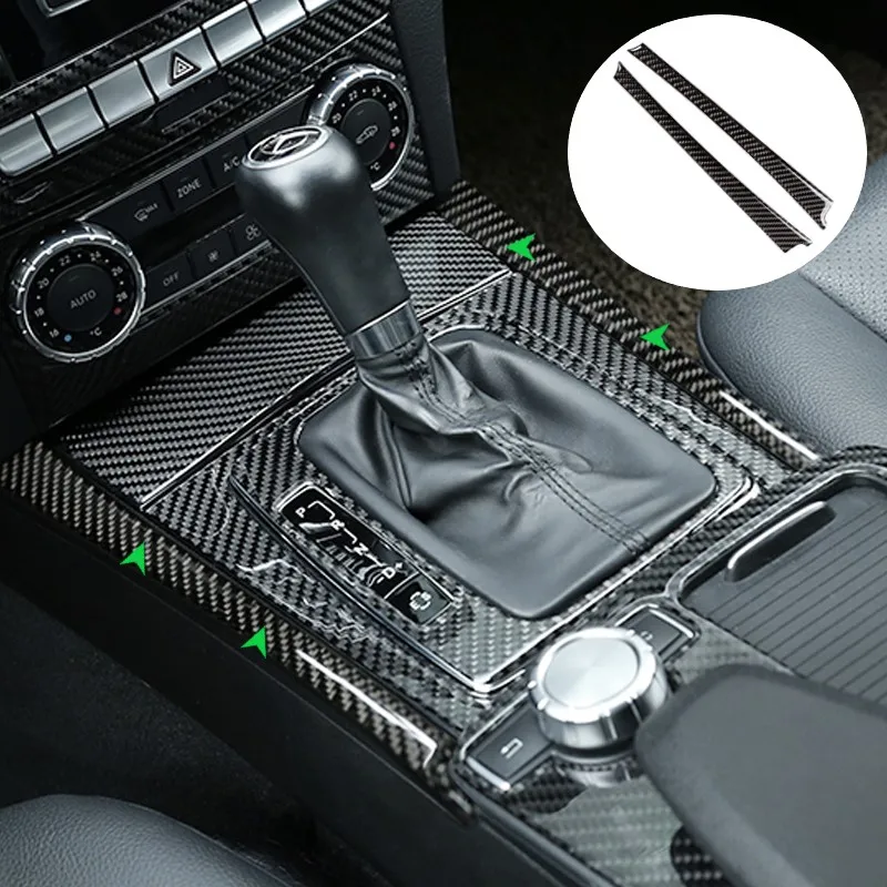 Автомобильная панель переключения передач из углеродного волокна, светлая крышка для Mercedes Benz C Class W204 2007-2010 2011 2012 2013 - Название цвета: 2pcs side strips