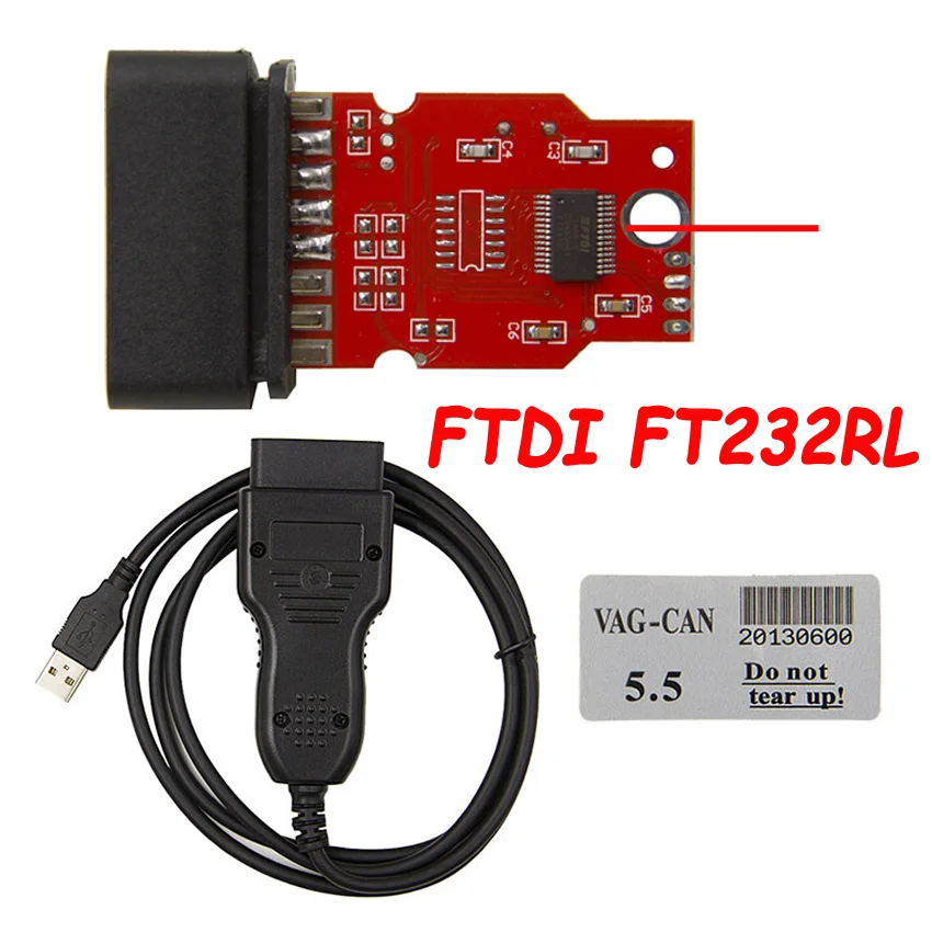 

Top Quality FTDI FT232RL VAG CAN Commander 5.5+ Pin Reader 3.9Beta USB to OBD2 16pin Odometer Correction Diagnostic Cable