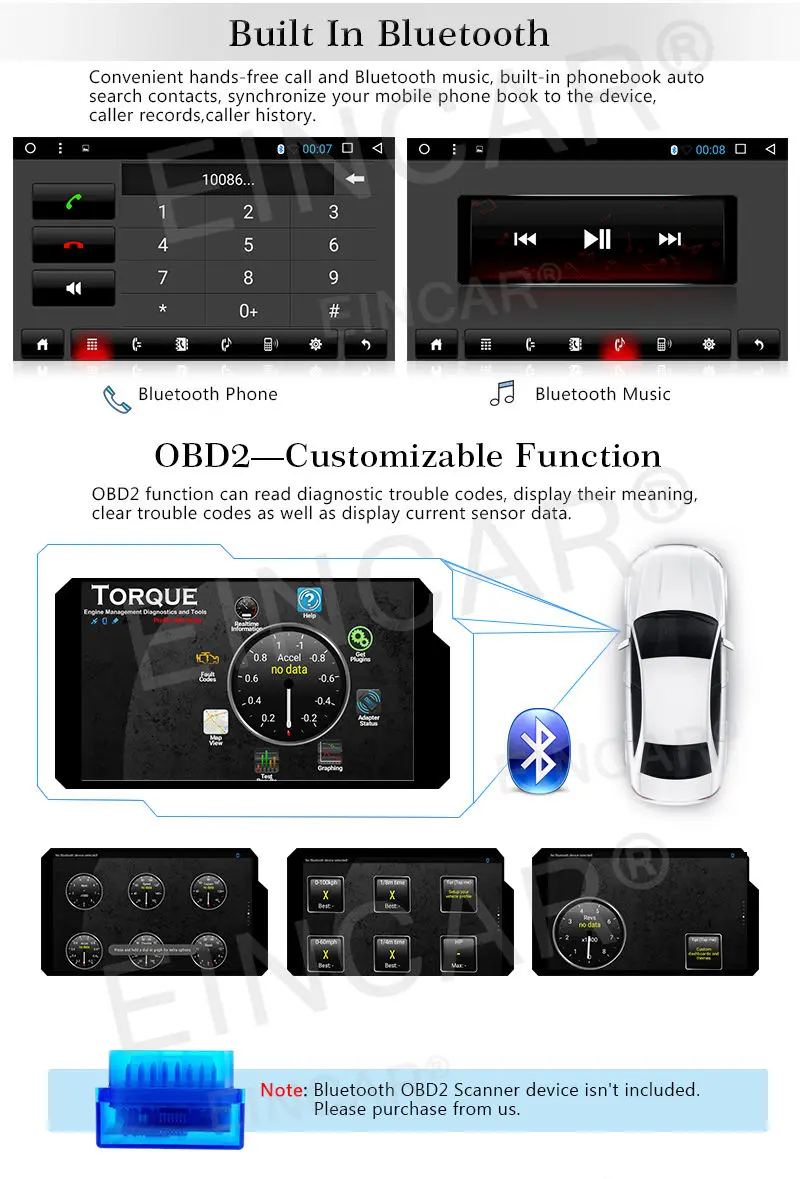 Top Android 6.0 4G WIFI Double 2DIN Car Radio Stereo HD DVD Player GPS Nav Bluetooth 5