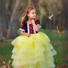 Платье для девочек г., летнее платье Белоснежки для девочек, платье принцессы Детский костюм детские праздничные платья для девочек 5, 6, 7, 8, 9, 10, 12 лет