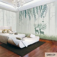 Печать на заказ DIY ткань и текстильные обои для стен бесшовные тканевые обои матовый шелк для постельных принадлежностей комнаты трава олень лес