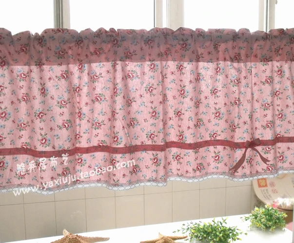 US Free Shipping Red Floral Lace Bow Beautiful Coffee Short Curtain Kitchen Curtains For Living Room Bedroom Drapes 50 135CM In Curtains From