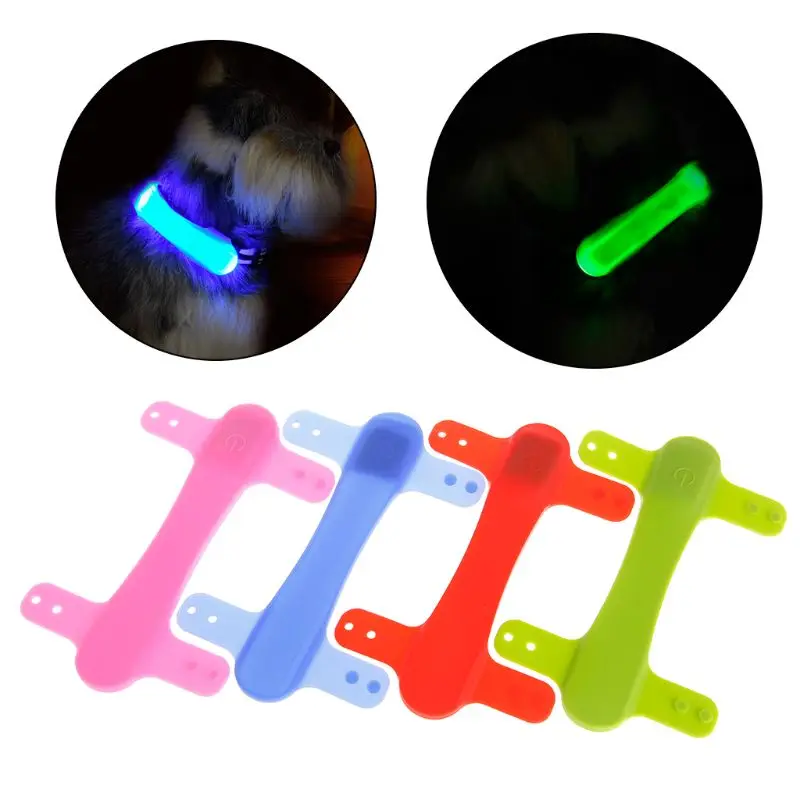 

Pet Collar LED Luminous Warning Light Strap Silicone Soft Non Toxic Multi Functional Identify Bandage Safety Night Bright Dog