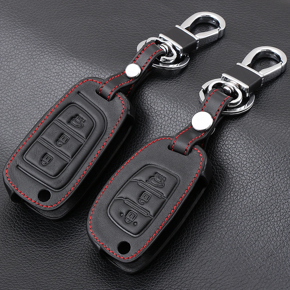 

Leather Keychain Key Cover Case For Hyundai i20 i30 i40 IX25 IX35 Tucson Verna Solaris Elantra Accent Accessories