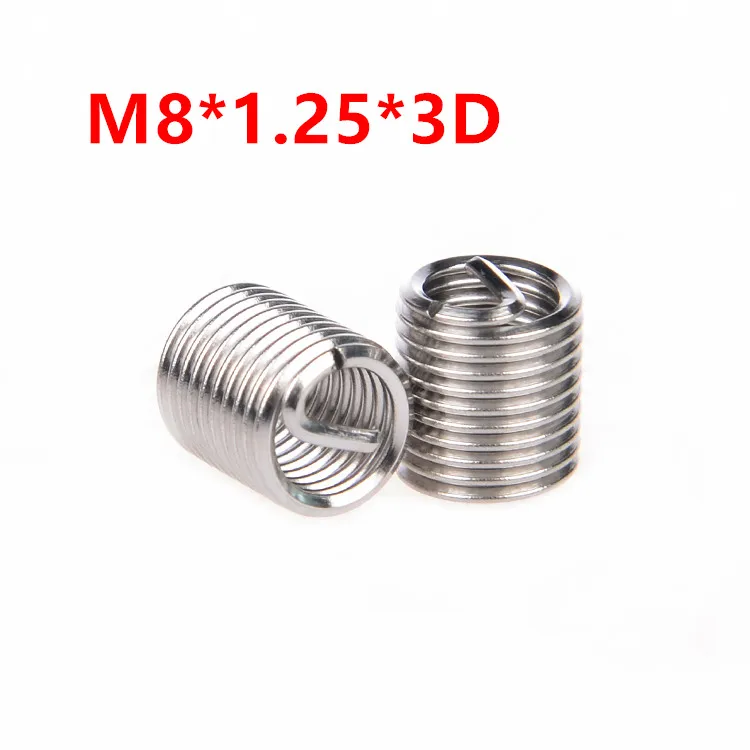 

100pcs M8*1.25*3D Wire Thread Insert, m8x3D Wire screw sleeve, M8 Screw Bushing Helicoil Wire Thread Repair Inserts SUS304