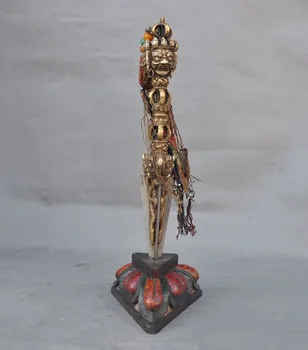 

christmas 9"old Tibet Buddhism bronze Dorje Vajra Phurpa Dagger Mahakala buddha God statue halloween