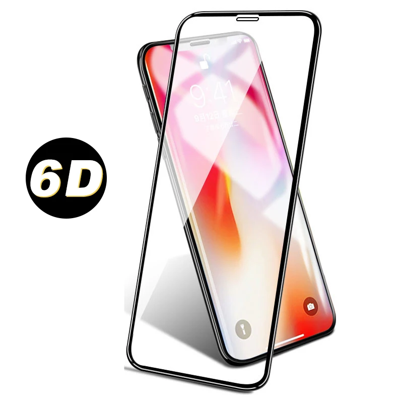 6D изогнутое закаленное стекло для iPhone XS Max 8 7 6 S полное покрытие защита экрана от