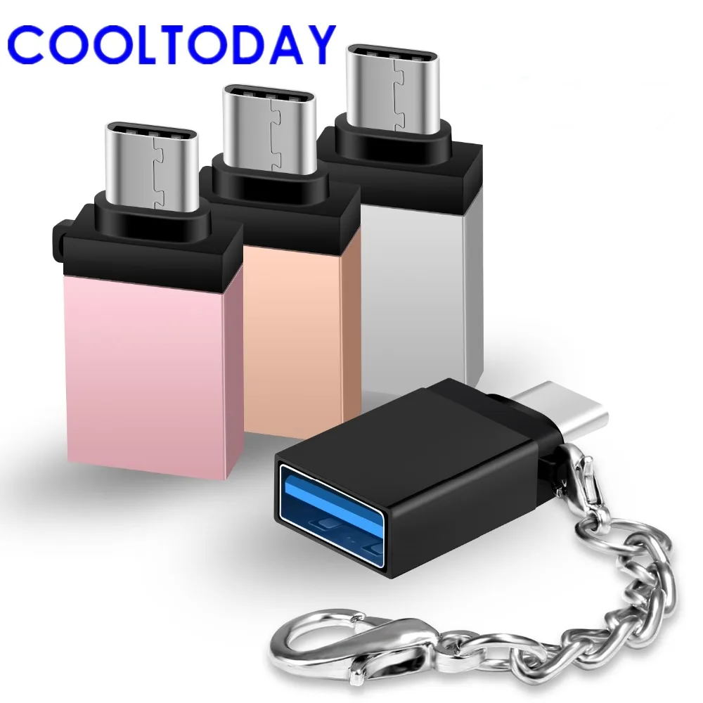 

COOLTODAY 2Pcs Type C Adapter USB-C to USB-A OTG Adapter Converter With Keychain For Macbook For Samsung Note 8/S8/LG G5 G6