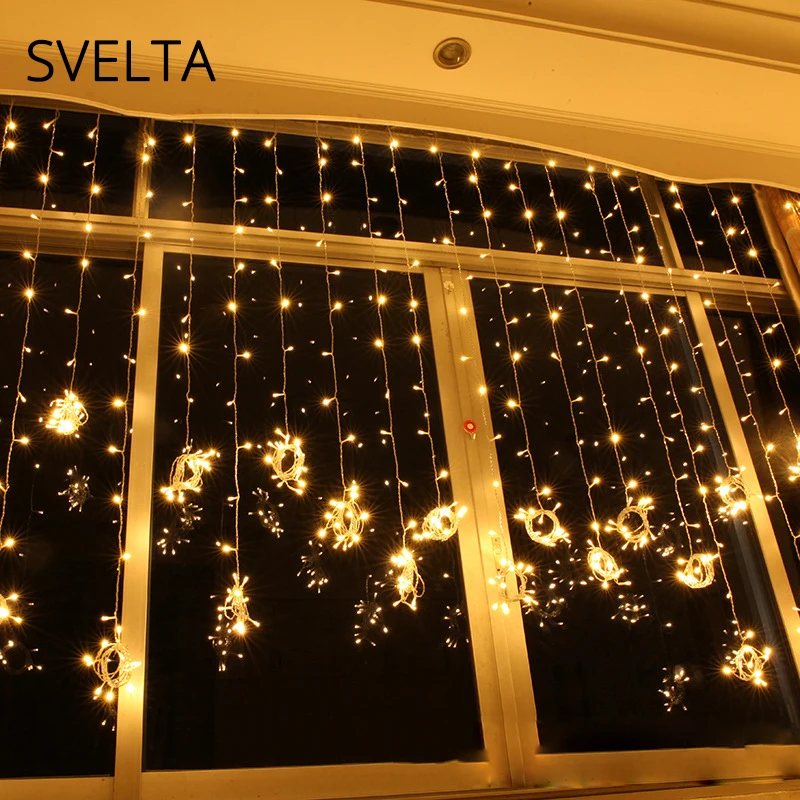 SVELTA 3X3/4x3 400 лампы светодиодный гирлянда для штор для свадеб праздники Gerlyanda новогодние гирлянды сказочных огней украшения