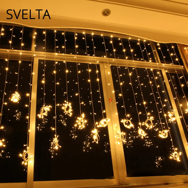 

SVELTA 3X3/4x3 400 Bulbs LED Curtain Light String For Weddings Holidays Gerlyanda Christmas Garland Fairy Lights Decoration