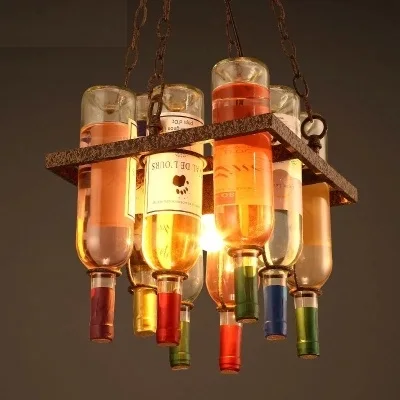 Retro Loft Style Art Bottle Droplight LED Pendant Light Fixtures Hanging Lamp Vintage Industrial Lighting Lamparas Colgantes