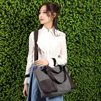 

Kvky leisure women top-handle bags Pure color zipper canvas women's messenger bag large capacity multi-function shoulder bag