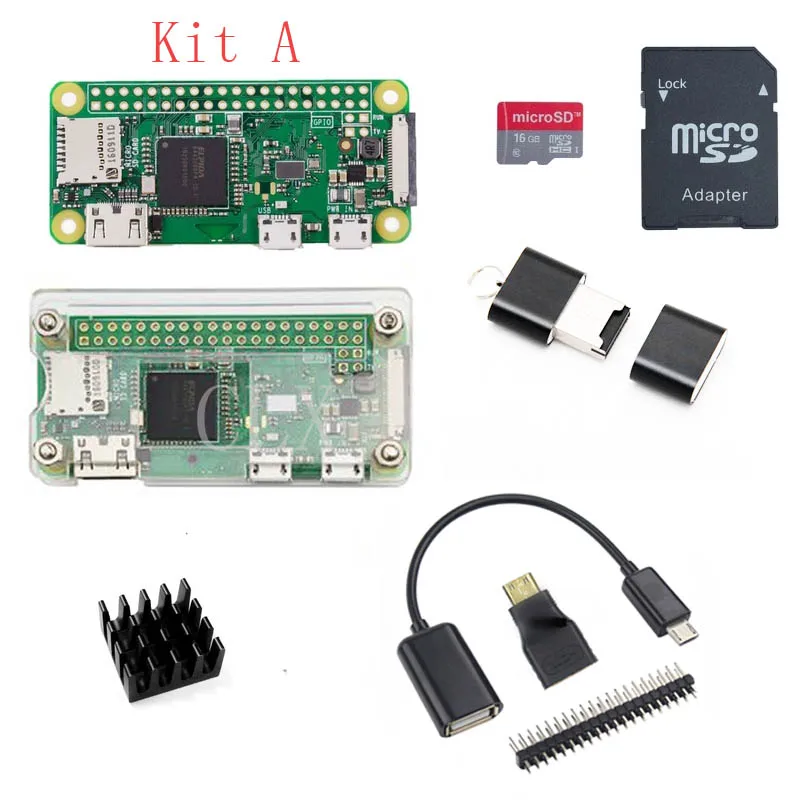 Raspberry Pi Zero W стартовый комплект + акриловый чехол 2.5A блок питания sd карта 16 32 GB