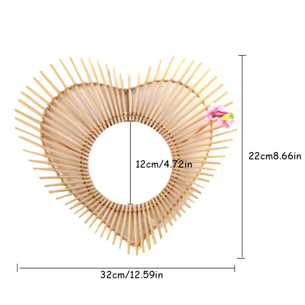 Art Deco Heart-shaped Wall-mounted Rattan Crafts Frame Creative Photo Wall Hanging Frame Tasteless Strong Not Easy To Damage