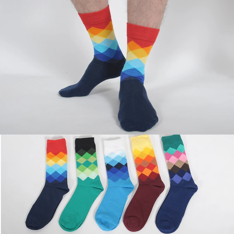 Buy 1Pair Happy Gradient Colors Sock Brand New Cotton