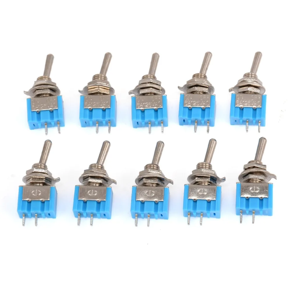 10pcs 2 Pin SPST ON-OFF 2 Position 250VAC Mini Toggle Switches MTS-101 