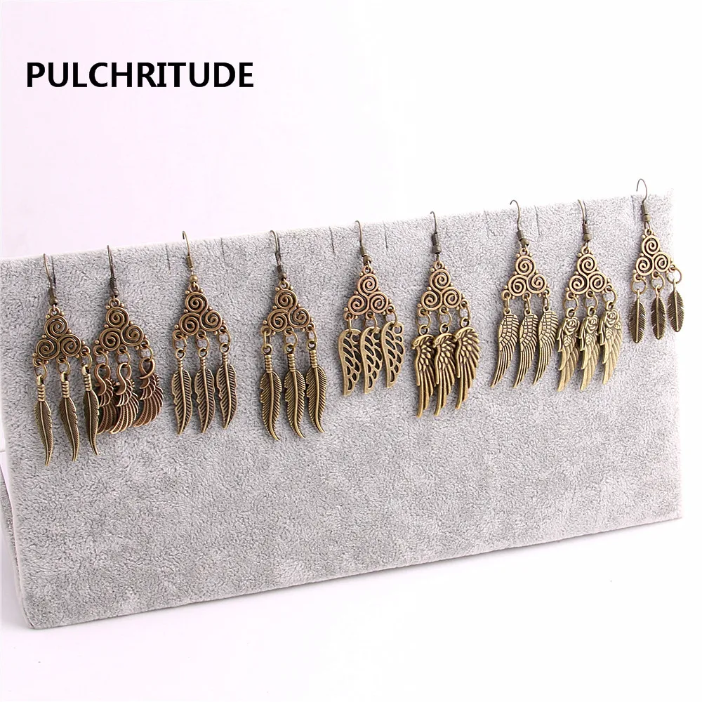 

PULCHRITUDE 10 pcs/lot Metal Antique Bronze Tree Feather Pendan Charm Earing Eardrop Jewelry Making Diy C0443