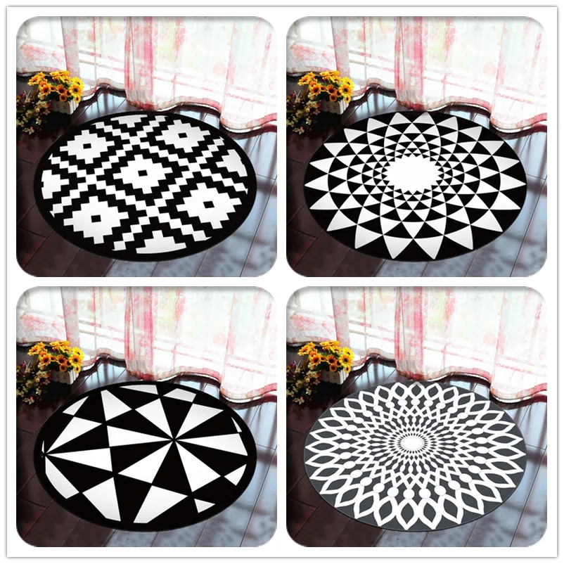 Скандинавские черно-белые круглые ковры для гостиной, коврики для компьютерного кресла, коврики для детской игровой палатки, коврики, коврик для гардеробной и ковров