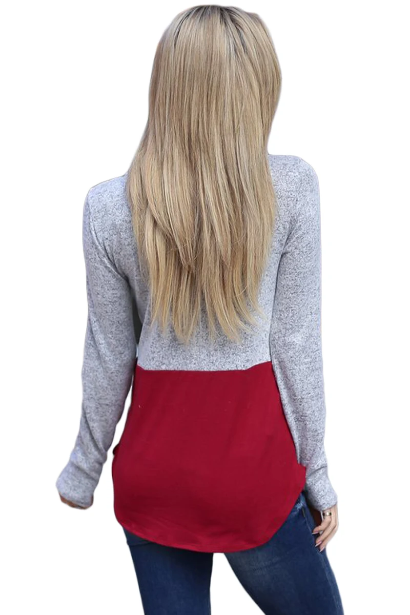 Grey-Red-Colorblock-Drawstring-Cowl-Neck-Sweatshirt-LC251268-3-3