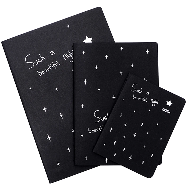 

Creative Notebook Black Inner Page Diary Stitching Binding Sketch Book Painting Drawing For Kids Girls Korean Style Gifts