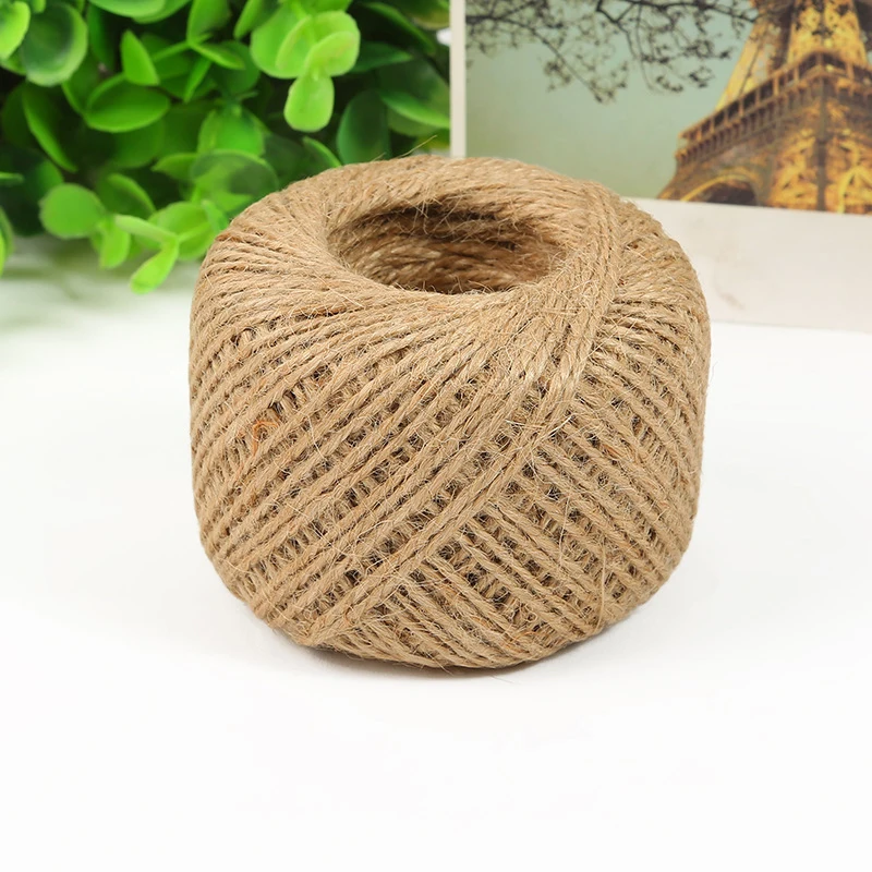 100m Burlap String RopeNatural Brown Jute Hemp Cord Package Rope Wrap