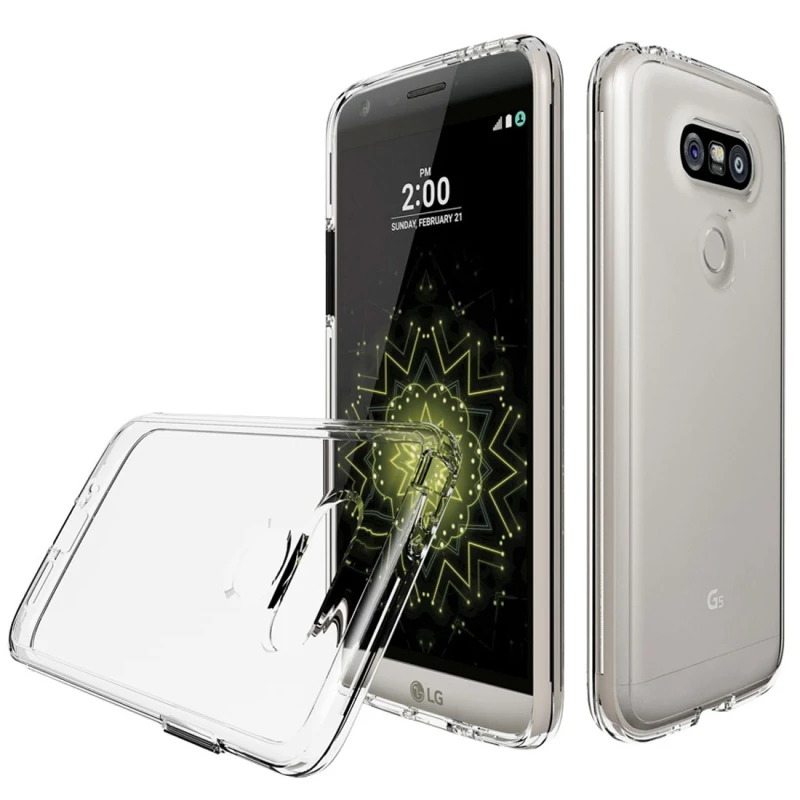 Haweel For LG G5 Case Silicone TPU + PC Chrome Plated Press Button