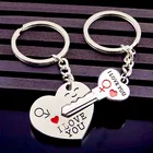 2015 Novelty Items Casual Couple Keychain Lovers Love Heart Key chain Clover Lock Key ring Women Jewelry Accessory Cristmas Gift