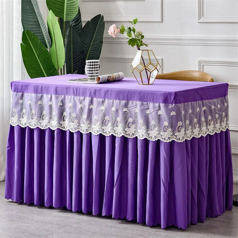 

One Piece Solid Rectangle Hotel Table Skirt With Table Cover Table Cloth For Cocktail arty Meeting Conference Reception