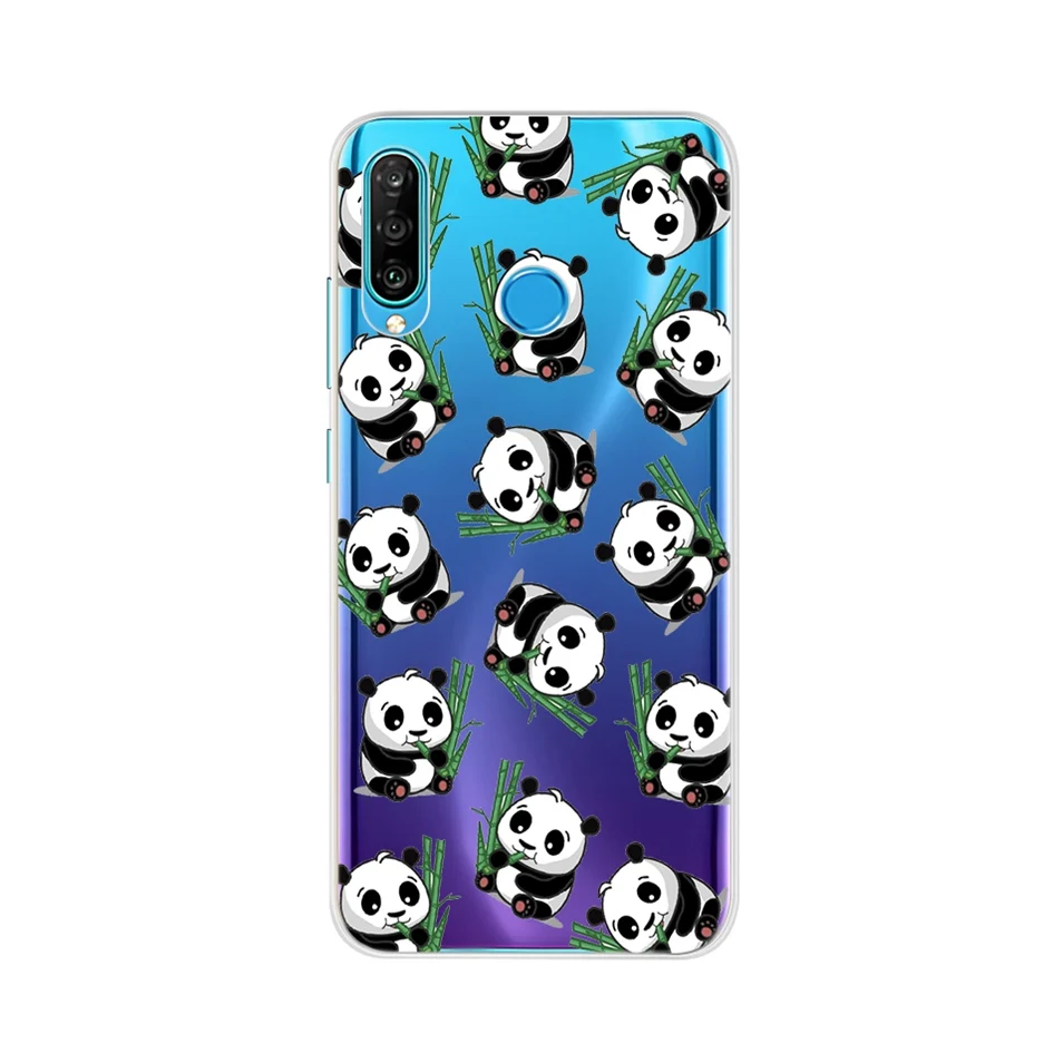 AICEK Cover Per Huawei P30 Lite - Custodia In TPU Morbido Trasparente E Blu, Ultra Sottile, Antigraffio