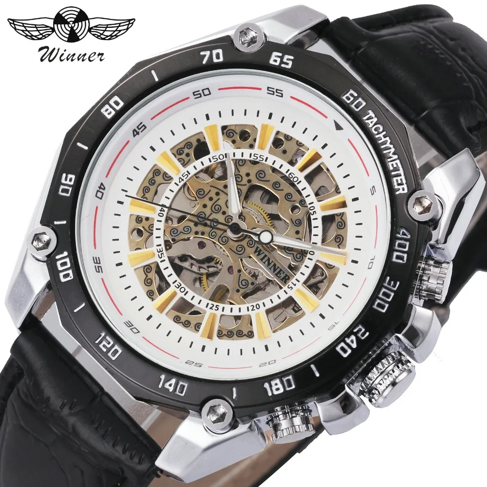 

WINNER Men's Casual Military Watches Stainless Steel Case Sun Design Skeleton Louvre Series Dial Men Automatic Mechanical Watch
