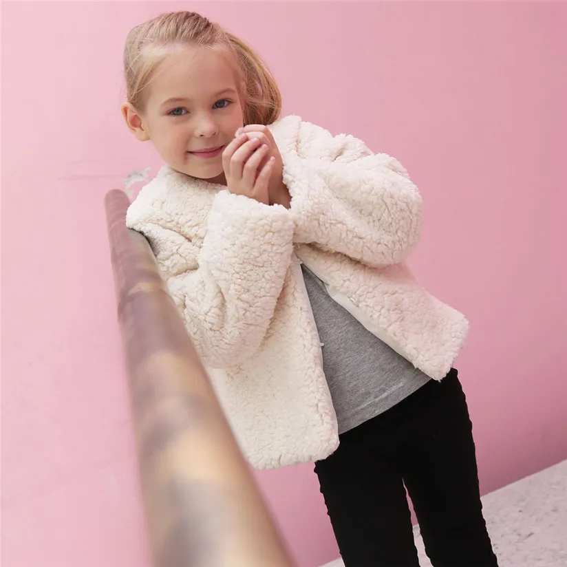 Kid Baby Girl Autumn Winter Faux Cashmere Coat Jacket Thick Warm Outwear Clothes
